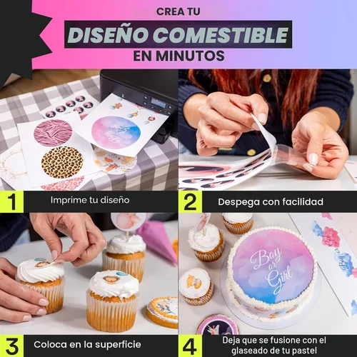 Vista 5 de Paper2eat - Hojas de glaseado comestibles de alta calidad de 8.5 x 11 pulgadas - 3 unidades - Hojas de glaseado comestibles blancas - Certificado