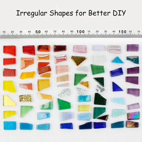 Vista 2 de Azulejos de mosaico de cristal irregulares de 1.1 libras, mosaico pequeño, pasatiempos para niños, manualidades de cristal hechas a mano