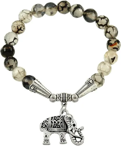 Vista 3 de Falari brazalete de piedras naturales de amuleto de elefante