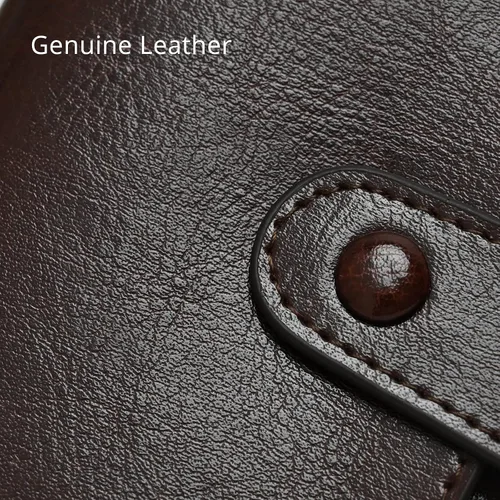 Vista 7 de Carteras pequeñas para mujer, con bloqueo RFID, de cuero, con cremallera, bolsillo para monedas, tarjetero, con ventana de identificación, Café
