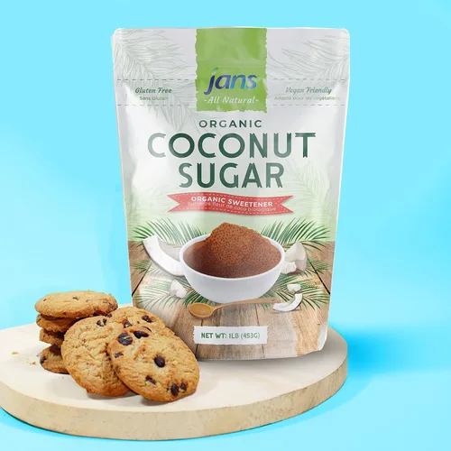Vista 3 de Jans Azúcar de coco orgánico, 16 onzas, azúcar de palma de coco natural, azúcar de coco moreno, sin refinar, sin OMG, azúcar sin gluten, alternativa
