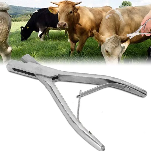 Vista 3 de Muesca de oreja de animal, alicates de acero inoxidable, orejas de cerdo en forma de U, alicates para marcado, pinzas para marca de oreja