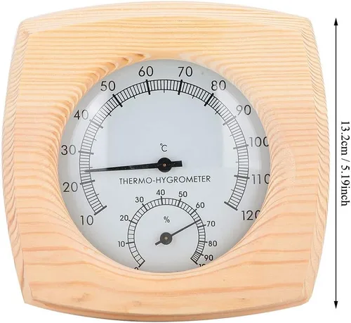Vista 3 de Haofy Termómetro de sauna 2 en 1, termómetro digital higrómetro, higrómetro de madera para sala de vapor, medidor de temperatura