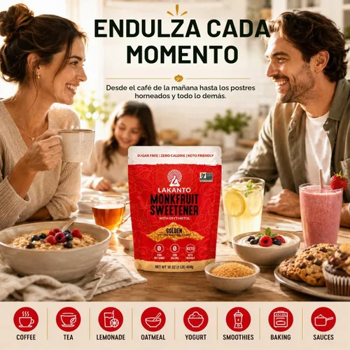Vista 5 de Lakanto - Edulcorante de fruta del monje, sustituto de azúcar 1:1, keto, sin OGM