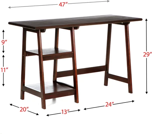 Vista 3 de SEI Furniture Langston - Escritorio espacioso con 2 estantes fijos con marco A, color espresso (modelo: HO9246)