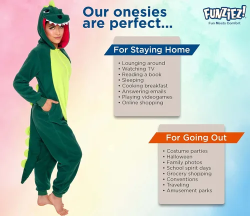 Vista 5 de Slim Fit Adult Onesie - Animal Halloween Costume - Plush Fruit One Piece Cosplay Suit for Women and Men by FUNZIEZ