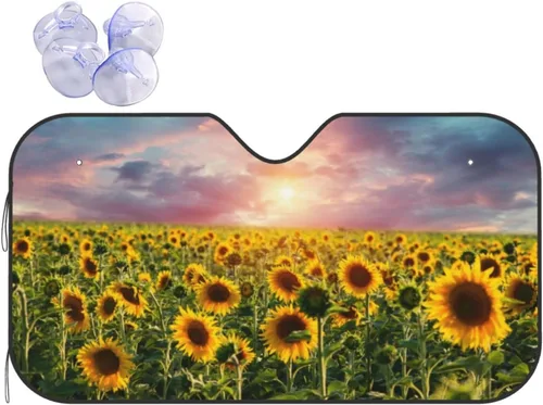 Vista 13 de Parasol de parabrisas con palmera de playa Hawaii tropical costa de verano amanecer, protector frontal plegable, visera solar para automóvil que