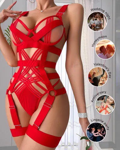 Vista 6 de VUUEAN Lencería para mujer con brasier push up, lencería de una pieza con aros