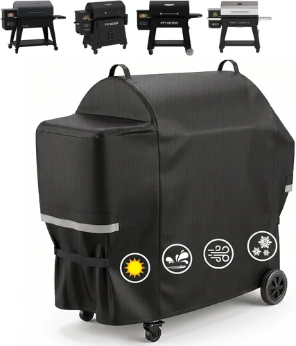 Vista 28 de Cubierta de parrilla Utheer para ahumador vertical de gas Pit Boss 3-Serie, cubierta impermeable anti-UV de 600D de longitud completa y resistente