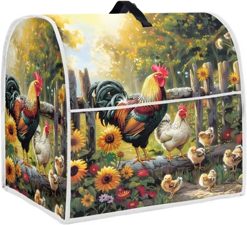 Vista 17 de UNICEU Protector de cubierta de batidora de soporte de cocina con estampado retro de mariposa de girasol, con mango superior, cubierta de polvo