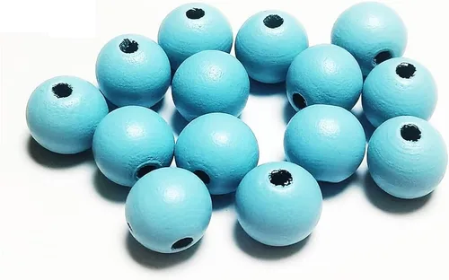 Vista 21 de 150 cuentas de madera negras de 0.630 in, cuentas de madera redondas sin terminar para manualidades, guirnaldas de decoración de granja, joyería