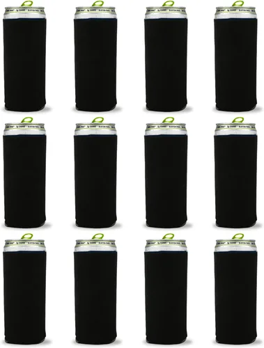 Vista 7 de Kropsis Fundas plegables para enfriar latas delgadas de 12 onzas, tela en blanco, espuma de buceo (negro, 6)