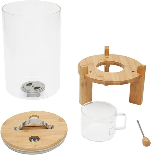 Vista 5 de 7.5L Cereal Contenedores Almacenamiento,Dispensador de cereales Harina Arroz Contenedor de almacenamiento Tanque de vidrio W/Lid Medición Taza Cubo