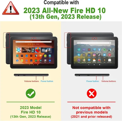 Vista 2 de Fintie Funda delgada para tableta Fire HD 10 (13ª generación, versión 2023) – Funda rígida de triple pliegue ligera con función de encendido