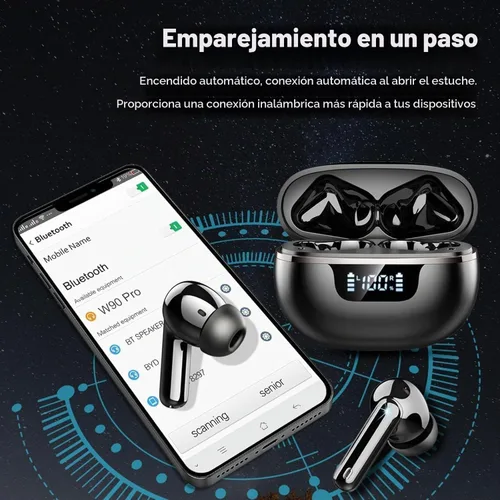 Vista 6 de Auriculares inalámbricos Bluetooth con cancelación de ruido, auriculares Bluetooth 5.4 con controladores dinámicos estéreo, 40H de tiempo