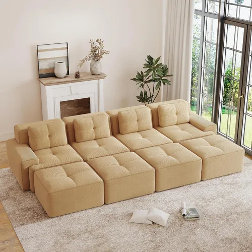 Vista 14 de Sofás modulares convertibles de 82 pulgadas, sofás en forma de L de asiento profundo para sala de estar, sofá moderno de 2 plazas con 1 otomana