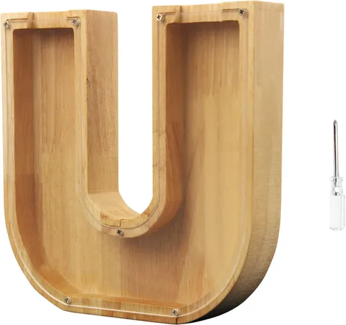 Vista 17 de TAONE Alcancía personalizada para niños, con grabado láser y letras de madera personalizadas