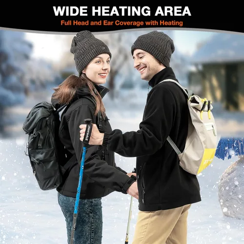 Vista 4 de DUKUSEEK Heated Hat, Electric Winter Heated Beanie Hat with 7.4V Rechargeable Battery for Men Women