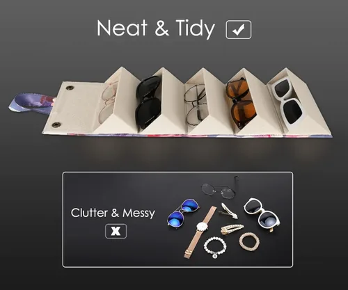 Vista 5 de MoKo - Organizador de gafas de sol con 5 ranuras, estuche de viaje para gafas de sol portátil, estuche de almacenamiento para mujeres y hombres