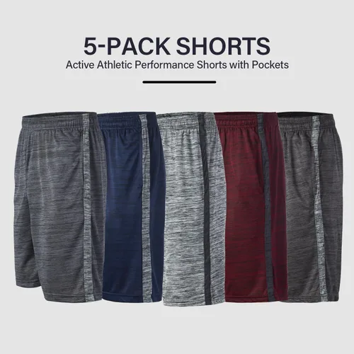Vista 5 de Essential Elements Paquete de 5 pantalones cortos de baloncesto con bolsillos para niños