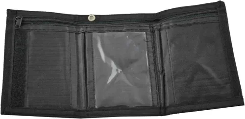 Vista 2 de MM Billetera triple pentagrama para hombre con cadena de bolsillo llavero negro, negro rojo, Billetera triple