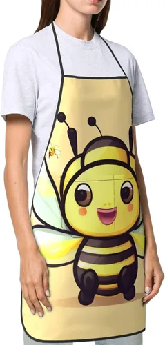 Vista 4 de Yellow Bee Men'S And Women'S Chef Apron, 28.3 X 20.4 Inches (Approx. 72 X 52 Cm), &*Adjustable Kitchen Cooking Apron.