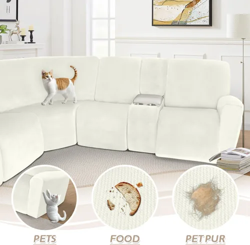 Vista 242 de Arfntevss Fundas de sofá seccional reclinable de terciopelo, Funda de sofá seccional de esquina para sofá reclinable, Funda elástica suave