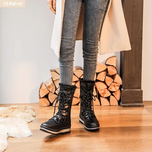 Vista 6 de HEAWISH Botas de nieve de invierno con forro de piel para mujer