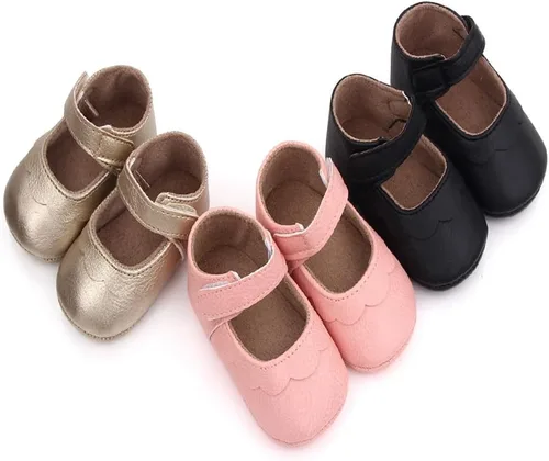 Vista 6 de Zapatos planos Mary Jane para bebés y niñas, suela suave antideslizante, suela suave, princesa, primeros pasos, de piel sintética, zapatos de vestir