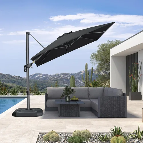 Vista 63 de PURPLE LEAF Sombrilla de patio de 8 pies para exteriores, sombrilla voladiza cuadrada de aluminio con rotación de 360 grados para jardín, terraza