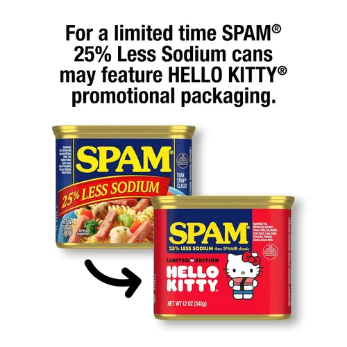 Vista 4 de SPAM 25% menos de carne enlatada de sodio, proteínas, alimentos estables