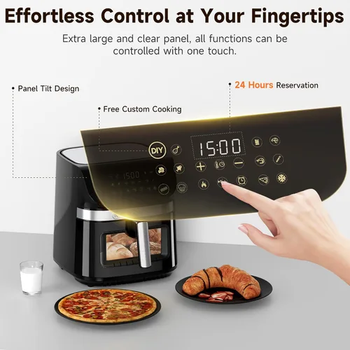Vista 6 de Kitchen Elite Horno freidora de aire con acero inoxidable, freidora de aire grande de 9.5 cuartos de galón, 9 preajustes de cocción de 1 toque