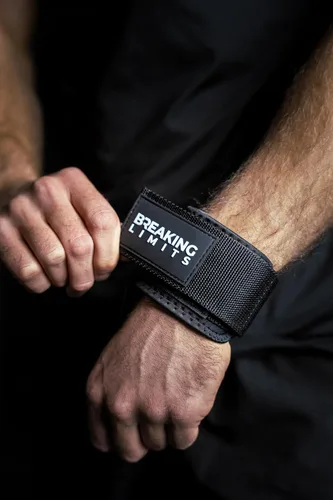Vista 6 de Breaking Limits Muñequeras para gimnasio – Correas de muñeca para máquinas de cable – Puños de elevación para cables gimnasio – Muñequera lateral