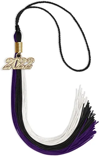 Vista 166 de Endea - Borla de graduación de triple color con gota de fecha dorada (negro/dorado/granate, 2020)