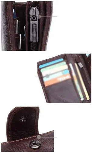 Vista 5 de Walnut Cartera de cuero vegano con cartera larga y cartera grande