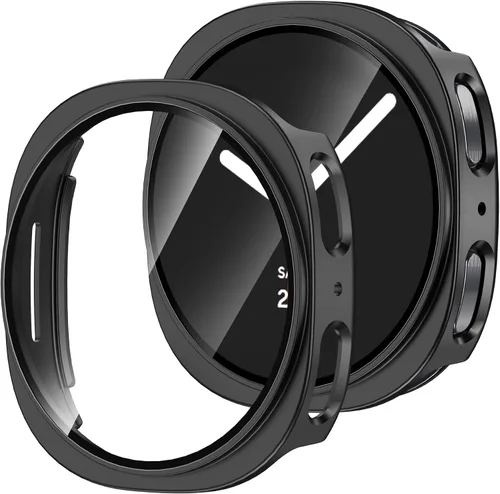Vista 3 de Smiling Paquete de 2 fundas compatibles con Samsung Galaxy Watch 8 de 1.811 in con protector de pantalla de vidrio templado integrado, carcasa