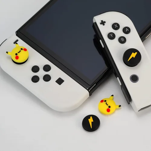 Vista 6 de Lindas tapas de agarre de pulgar para Nintendo SwitchLiteOLED, cubierta de botón de joystick analógico de silicona para palanca de mando analógica