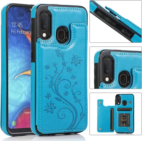 Vista 3 de Funda de teléfono para Samsung Galaxy A10e/A20e con protector de pantalla de vidrio templado y tarjetero con soporte para tarjetero, accesorios