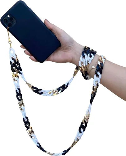 Vista 25 de Beaded Phone Charm Lanyard Strap Crossbody Fixed Beads Pearl Neck Chain