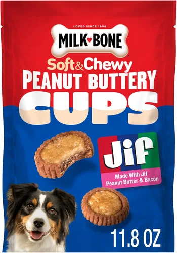 Vista 11 de Milk-Bone Galletas para perro bañadas con mantequilla de cacahuete real, horneadas, 32 onzas, (paquete de 4)