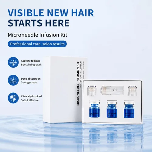 Vista 4 de Kit de renovación de cabello con micro infusión, suero para el cabello con ácido hialurónico, péptido y ampollas de suero botánico