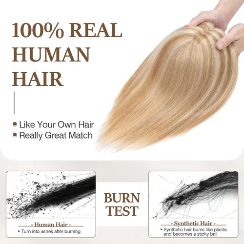 Vista 51 de Rich Choices Pelucas con topper de cabello para mujeres, cabello humano real 100% Remy, sin flequillo, para mujeres con adelgazamiento en la parte