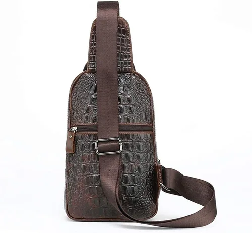 Vista 3 de Mochila estilo bandolera de piel para hombres y mujeres bandolera de hombro al pecho mochila de uso diario para viajes al aire libre campamento
