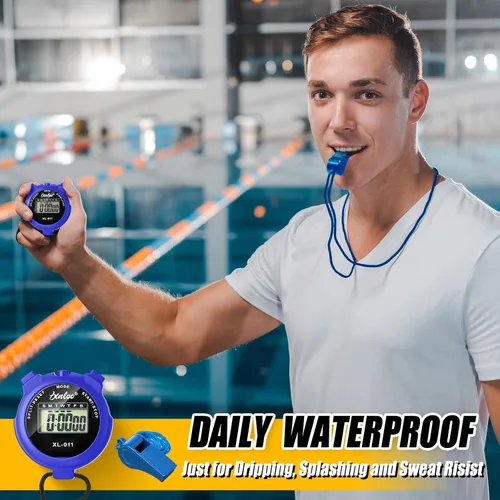 Vista 5 de Simgoing 48 piezas cronómetro digital temporizador de plástico silbato a granel para entrenadores deportivos, árbitro, reloj impermeable