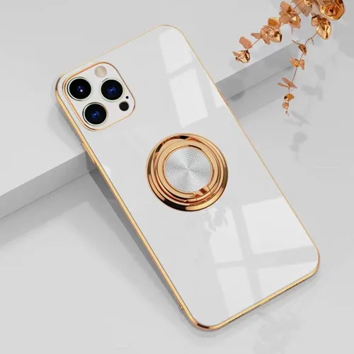 Vista 83 de Compatible con iPhone 11 Kickstand, anillo de rotación de 360 grados integrado con borde de oro rosa brillante que funciona con soporte magnético