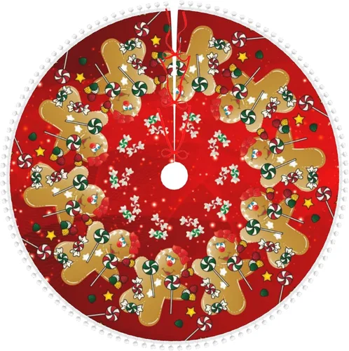 Vista 31 de A Brood of Chickens - Falda de árbol de Navidad de 30 pulgadas con borde de cuadros búfalo rojos y negros, decoración para Feliz Navidad, casa