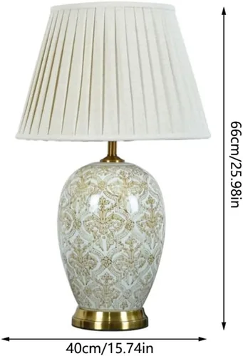 Vista 2 de Lamp for Desk Retro Ceramic Table Lamp Villa Living Room Large Side Table Corner Lamp Study Bedroom Bedside Lamp Desk Lamps for Home Office(Push