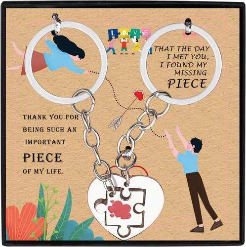 Vista 3 de brvayirl Los accesorios de llavero con cosas a juego para parejas son bonitos regalos para novia o regalos divertidos para novio, juego de llaveros
