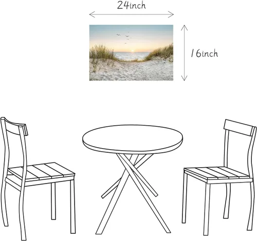 Vista 6 de Arte de Pared de Playa en Lienzo para Baño: Obra de Arte Impresa de Puesta de Sol Costera y Océano, Escena Marina Moderna, Imagen de Paisaje Marino