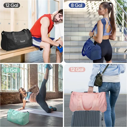 Vista 7 de BALEINE bolso de gimnasio para mujeres y hombres, pequeño bolso de lona impermeable y ligero para deportes, gimnasios y escapadas de fin de semana